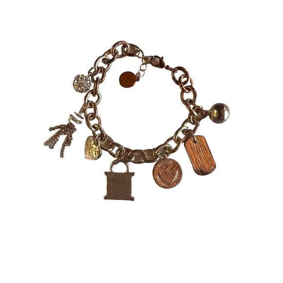 Guess Charm Bracelet Silver and Gold Tone Accessory Fashion Jewelry - Picture 2 of 9